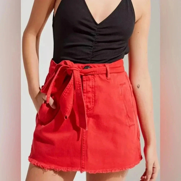 BDG Dresses & Skirts - BDG Urban Outfitters Twill Frayed Mini Skirt red size M